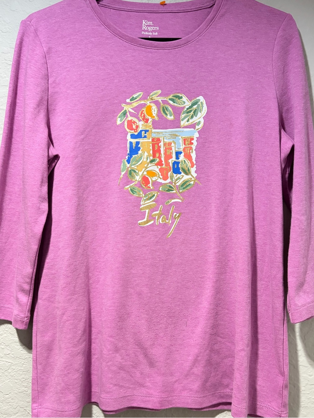 Kim Rogers Lavender Long Sleeve Tee with Italy Graphic
